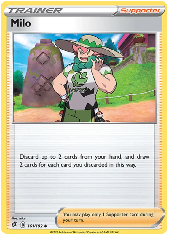Milo Supporter kaart #161 uit de Pokémon Rebel Clash set, Uncommon