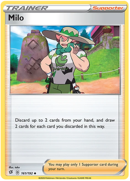 Milo Supporter kaart #161 uit de Pokémon Rebel Clash set, Uncommon