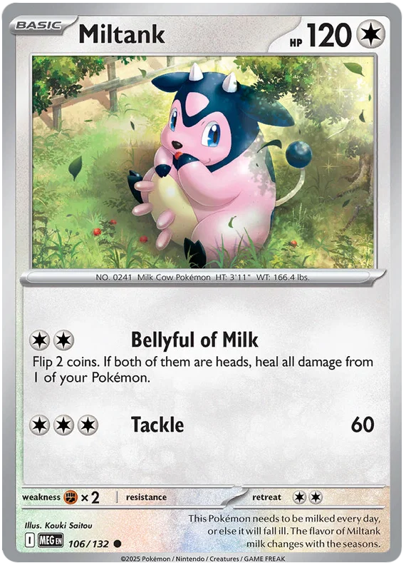 Pokémon Miltank common kaart #106 uit de Mega Evolution set