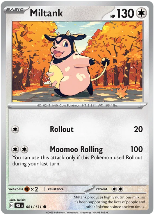 Pokémon Miltank common kaart nummer 081 uit Prismatic Evolutions set