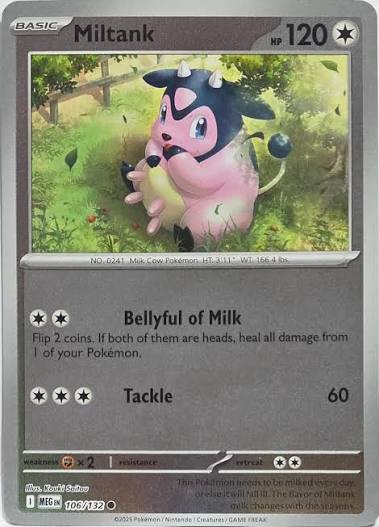 Miltank Reverse Holo kaart nummer 106 uit de Pokémon Mega Evolution set