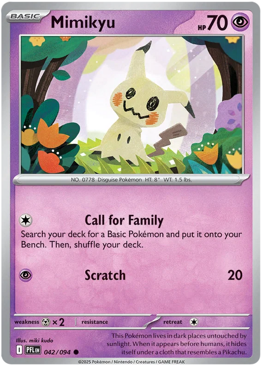 Mimikyu common kaart nummer 042 uit de Pokémon set Phantasmal Flames