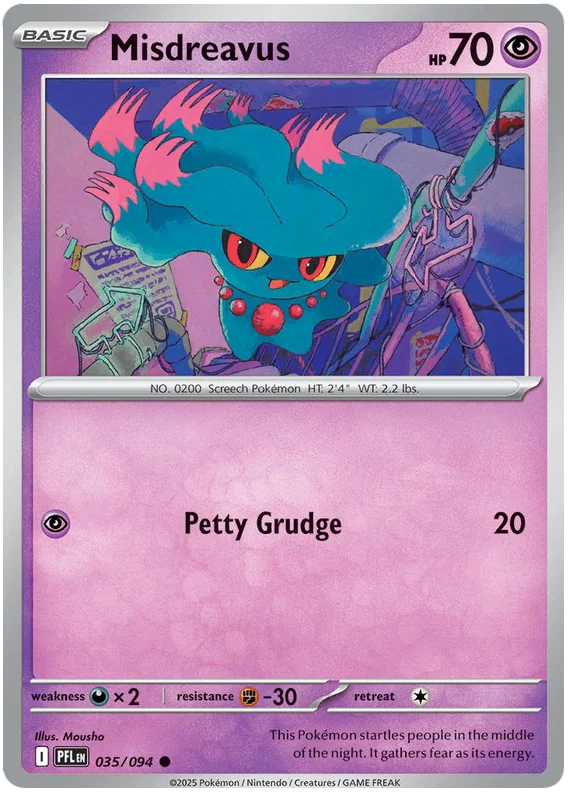 Misdreavus common kaart #035 uit de Pokémon set Phantasmal Flames