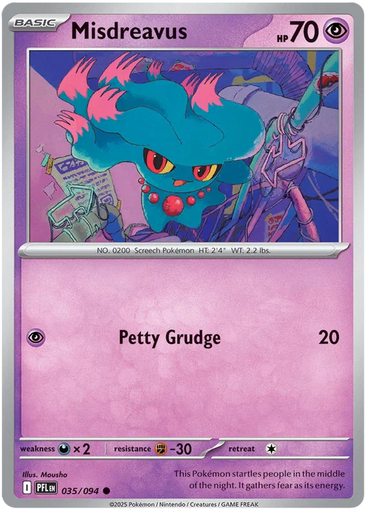 Misdreavus common kaart #035 uit de Pokémon set Phantasmal Flames
