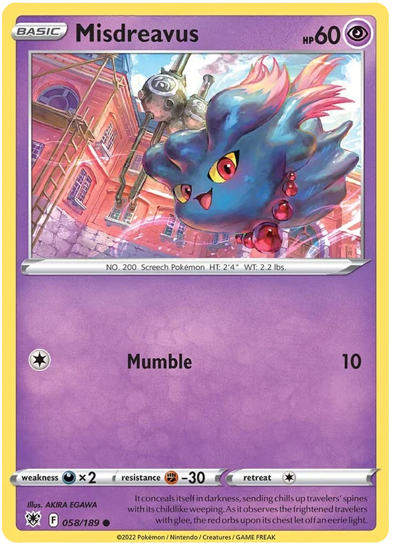 Misdreavus common kaart nummer 058/189 uit de Pokemon Astral Radiance set