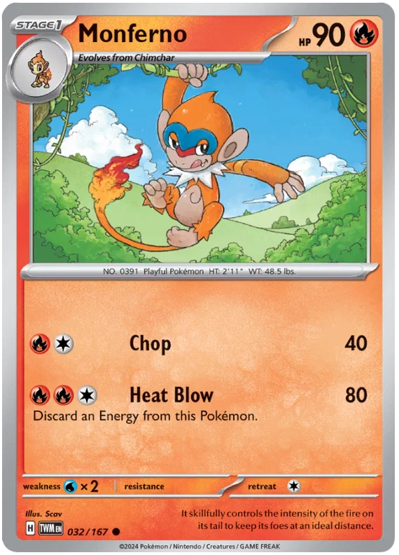 Pokémon Monferno #032 common kaart uit Twilight Masquerade set