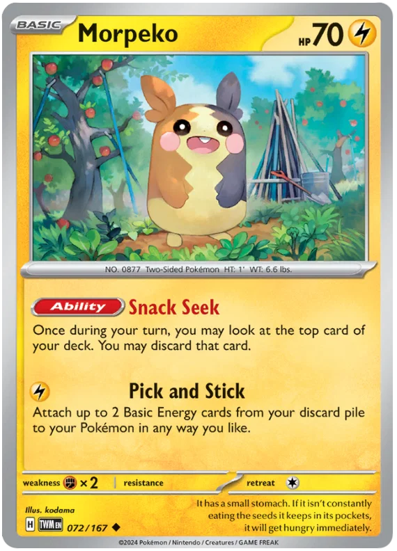 Morpeko common kaart #072 uit de Pokémon Twilight Masquerade set