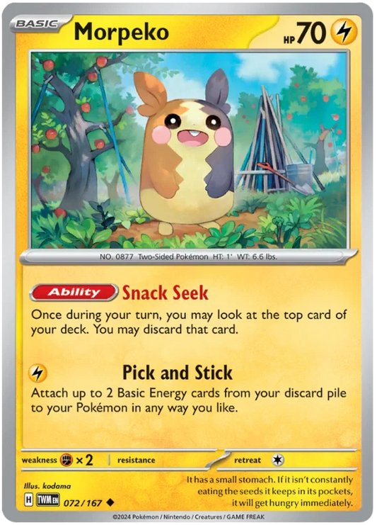 Morpeko common kaart #072 uit de Pokémon Twilight Masquerade set
