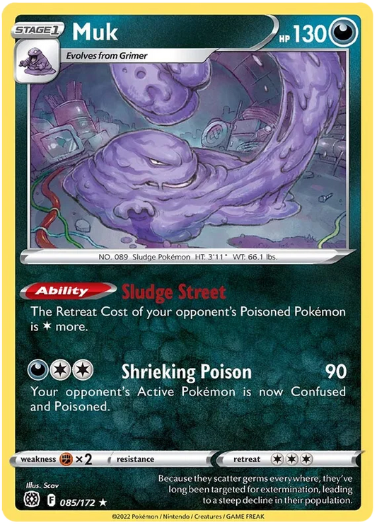Pokémon Muk #085/172 common kaart uit de Brilliant Stars set met 130 HP