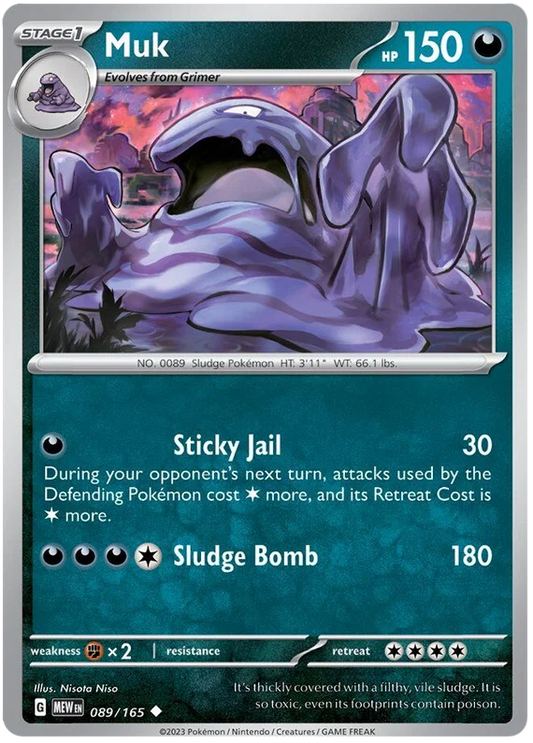 Pokémon Muk common kaart nummer 089 uit de 151 set