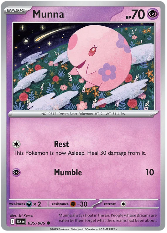 Pokémon Munna #035 common kaart uit de Black Bolt set