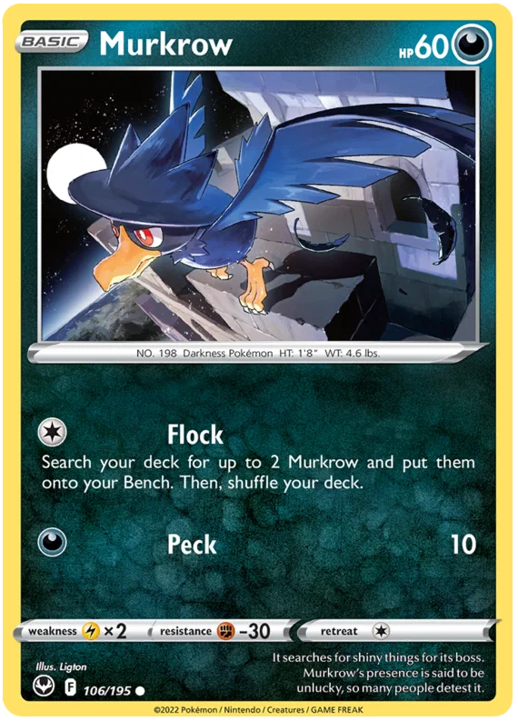 Murkrow #106 common Pokémon kaart uit de Silver Tempest set