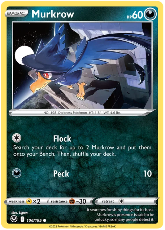 Murkrow #106 common Pokémon kaart uit de Silver Tempest set