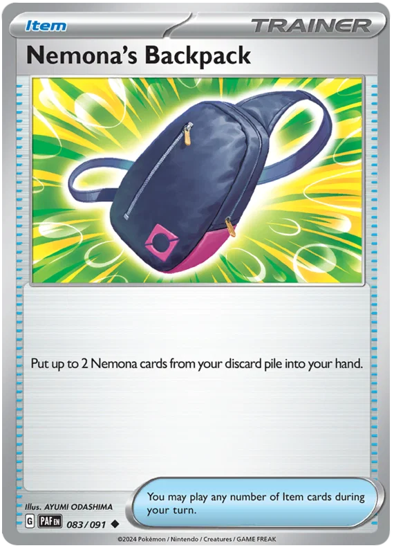 Nemona's Backpack #083 common kaart uit de Pokémon Paldean Fates set
