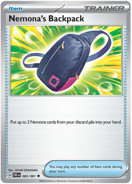 Nemona's Backpack #083 common kaart uit de Pokémon Paldean Fates set