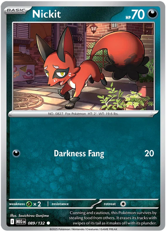 Pokémon Nickit common kaart #089 uit de Mega Evolution set