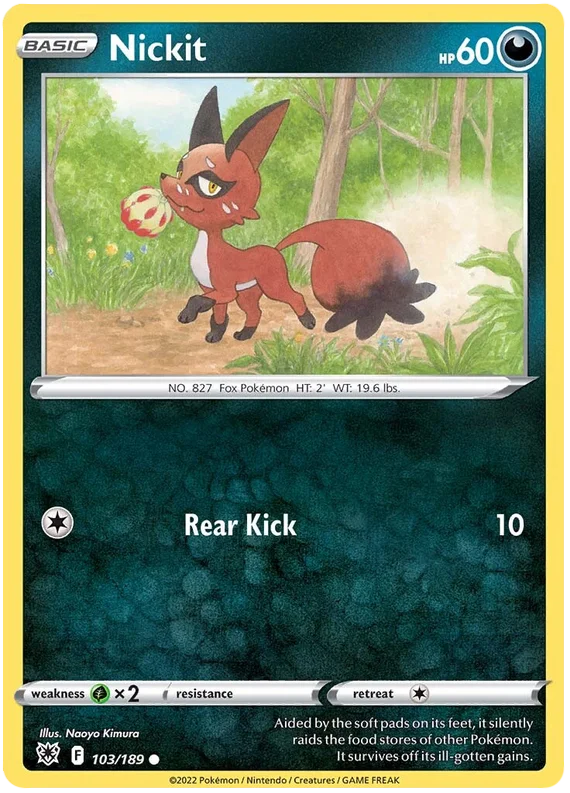 Pokémon Nickit common kaart 103/189 uit de Astral Radiance set