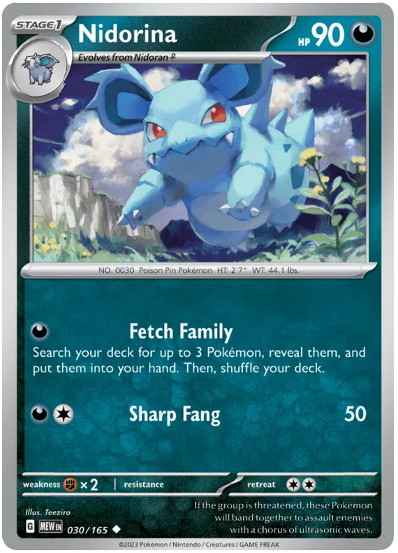 Pokémon Nidorina #030 common kaart uit de 151 set