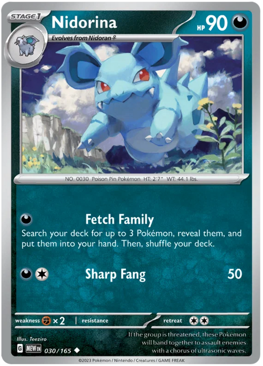 Pokémon Nidorina #030 common kaart uit de 151 set