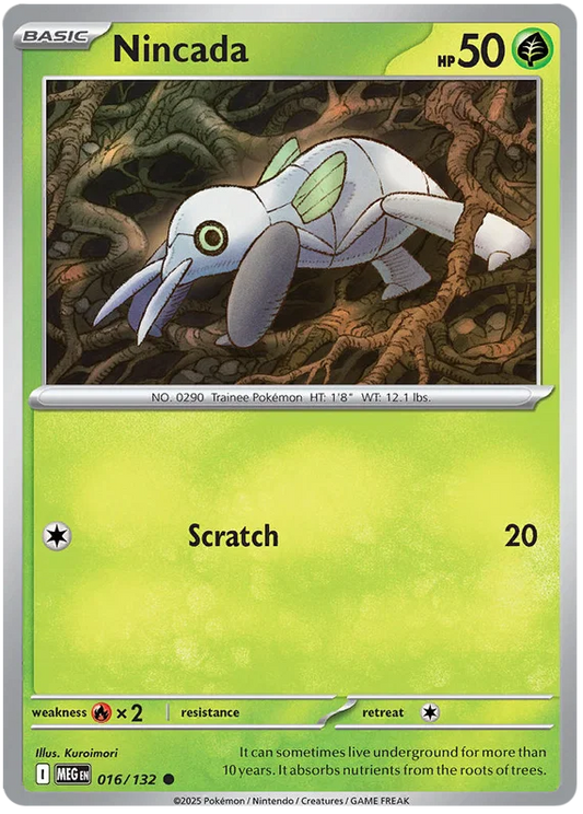 Pokémon Nincada #016 common kaart uit de Mega Evolution set