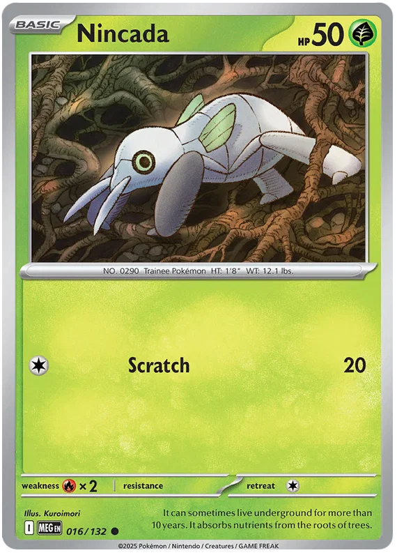 Pokémon Nincada #016 common kaart uit de Mega Evolution set