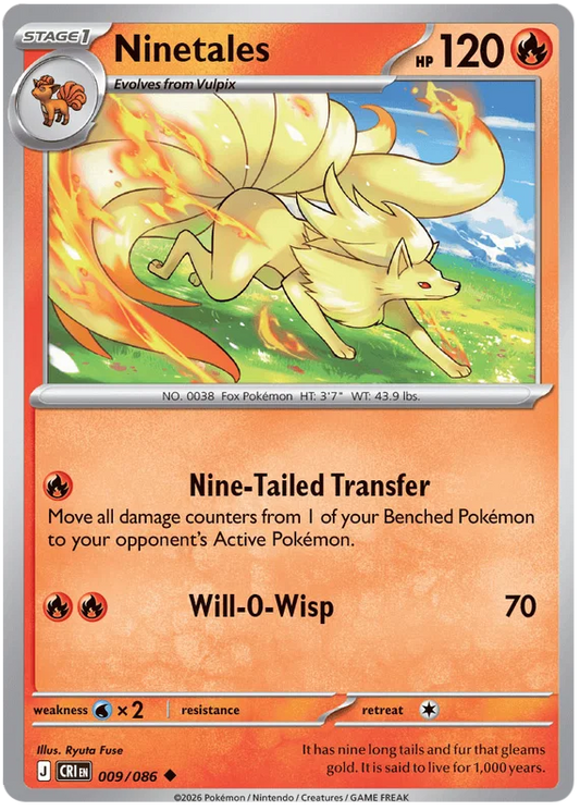 Pokemon Ninetales #009 common kaart uit de Chaos Rising set