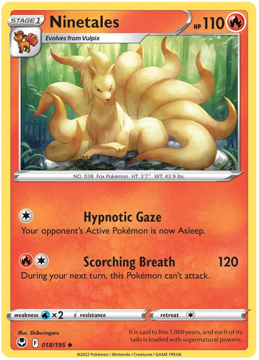 Pokémon Ninetales #018 common kaart uit de Silver Tempest set