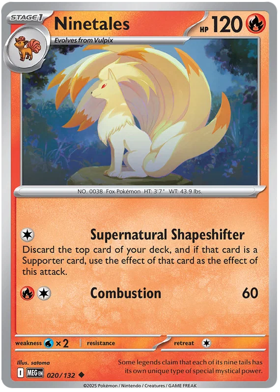 Ninetales #020 common kaart uit de Pokémon Mega Evolution set