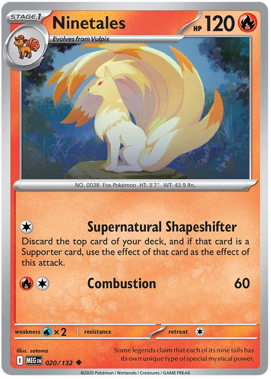 Ninetales #020 common kaart uit de Pokémon Mega Evolution set