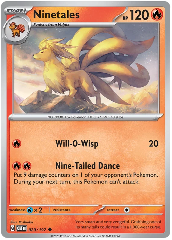 Ninetales #029 common kaart uit de Pokémon Obsidian Flames set