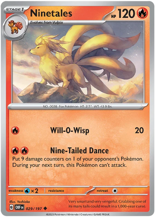 Ninetales #029 common kaart uit de Pokémon Obsidian Flames set