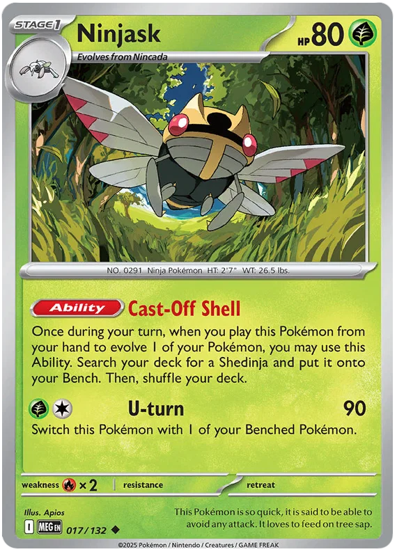 Pokémon Ninjask #017 common kaart uit de Mega Evolution set