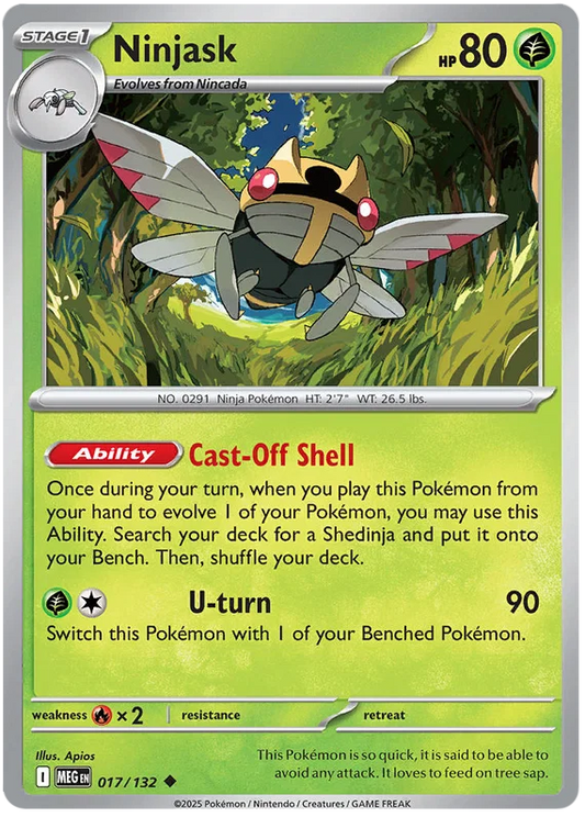 Pokémon Ninjask #017 common kaart uit de Mega Evolution set
