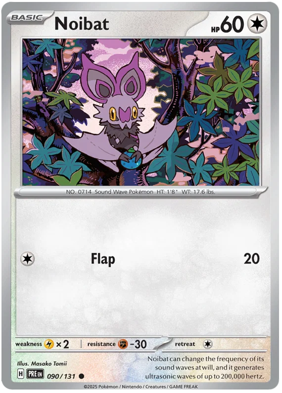 Noibat common kaart #090 uit de Pokémon Prismatic Evolutions set