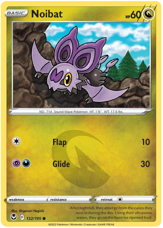 Pokémon Noibat common kaart nummer 132 uit de Silver Tempest set