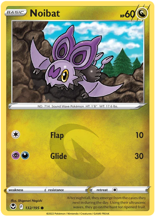 Pokémon Noibat common kaart nummer 132 uit de Silver Tempest set