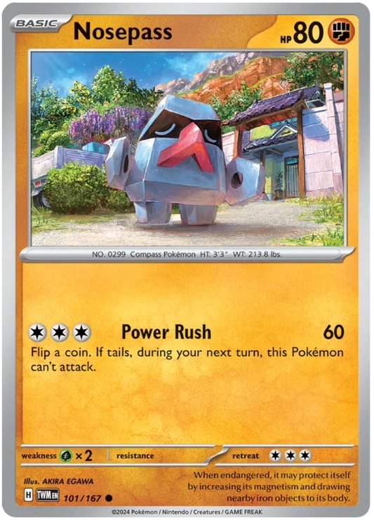 Nosepass common kaart #101 uit de Pokémon Twilight Masquerade set
