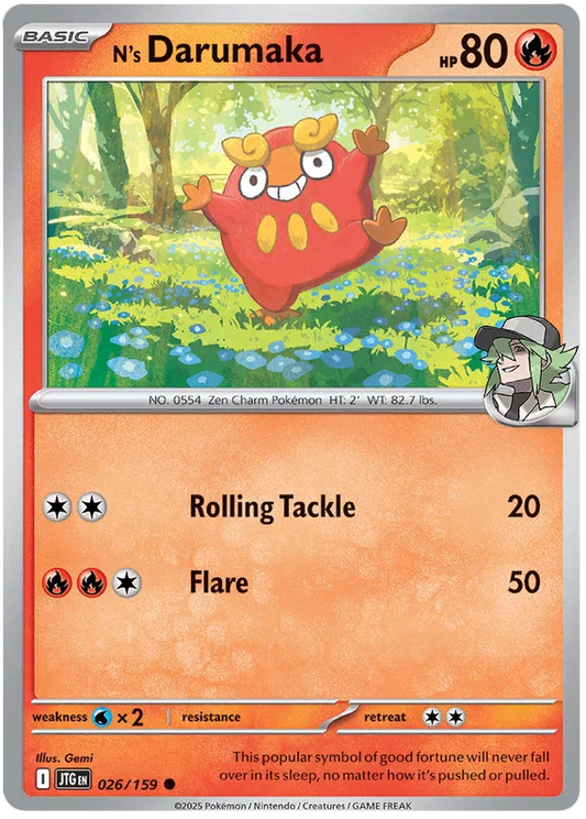 Pokémon N's Darumaka common kaart nummer 026 uit de Journey Together set