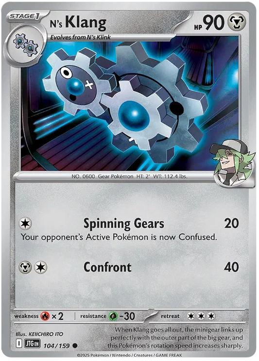 Pokémon N's Klang common kaart nummer 104 uit de Journey Together set