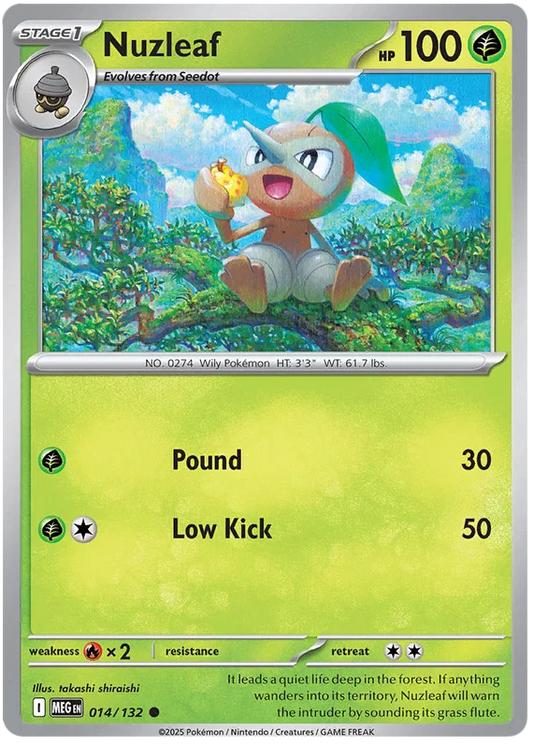 Pokémon Nuzleaf #014 common kaart uit de Mega Evolution set