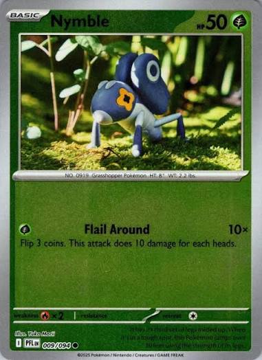 Pokémon Nymble Reverse Holo kaart nummer 009 uit Phantasmal Flames