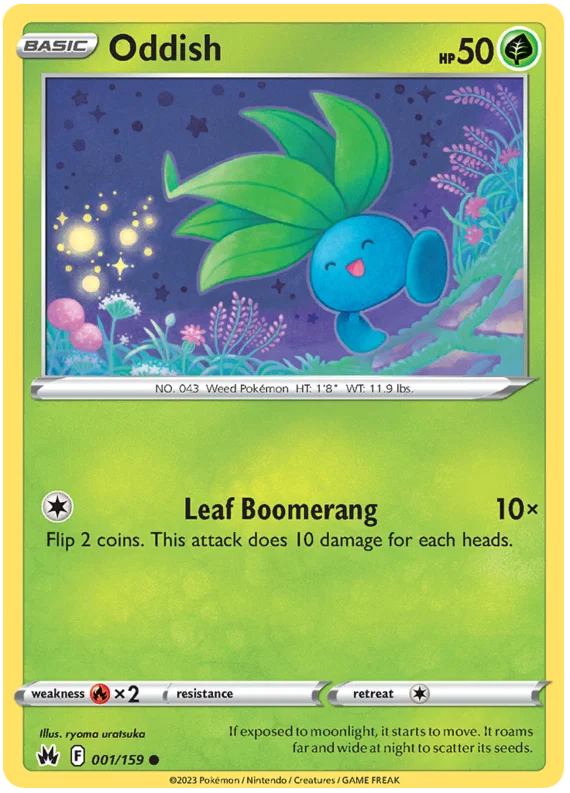 Pokémon Oddish #001 common kaart uit de Crown Zenith set