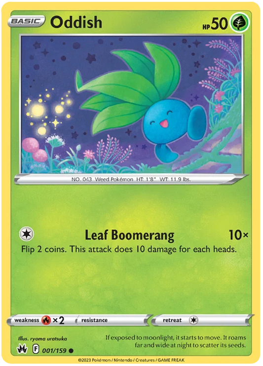 Pokémon Oddish #001 common kaart uit de Crown Zenith set