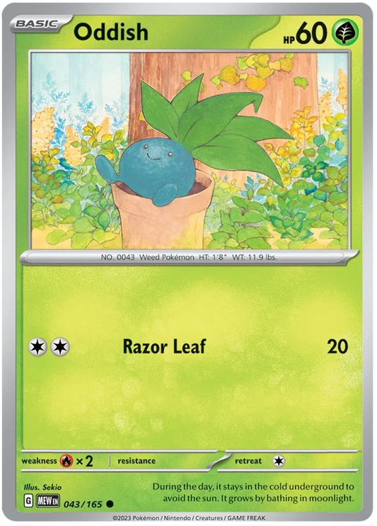 Pokémon Oddish common kaart nummer 043 uit de 151 set