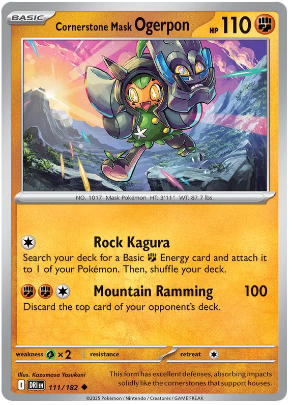 Pokémon Ogerpon Cornerstone Mask common kaart #111 uit Destined Rivals