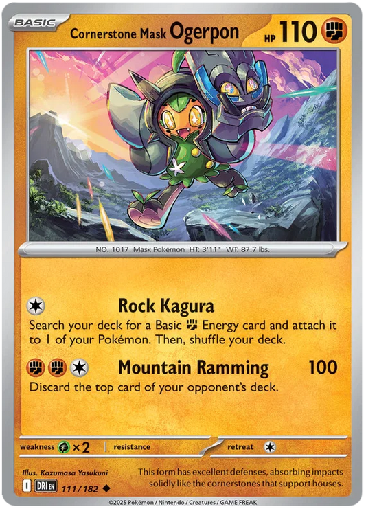 Pokémon Ogerpon Cornerstone Mask common kaart #111 uit Destined Rivals