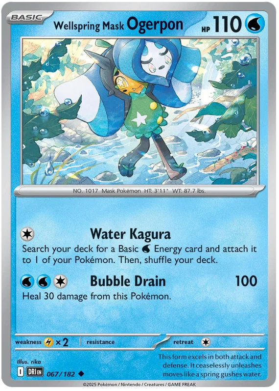 Pokémon Ogerpon Wellspring Mask kaart #067 uit de Destined Rivals set