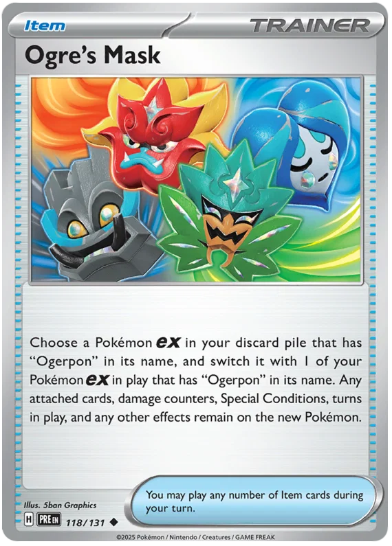 Pokémon Ogre's Mask #118 common kaart uit Prismatic Evolutions