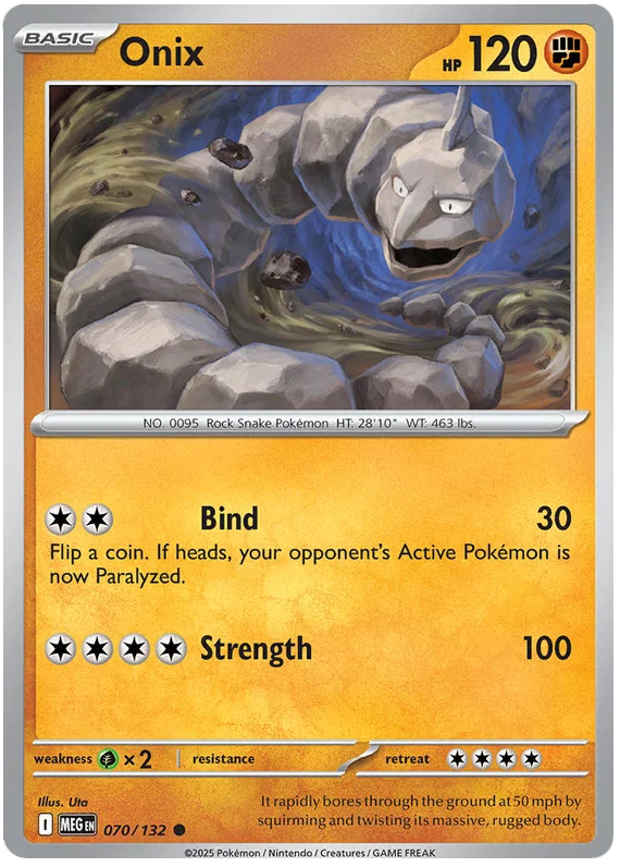 Pokémon Onix common kaart #070 uit de Mega Evolution set