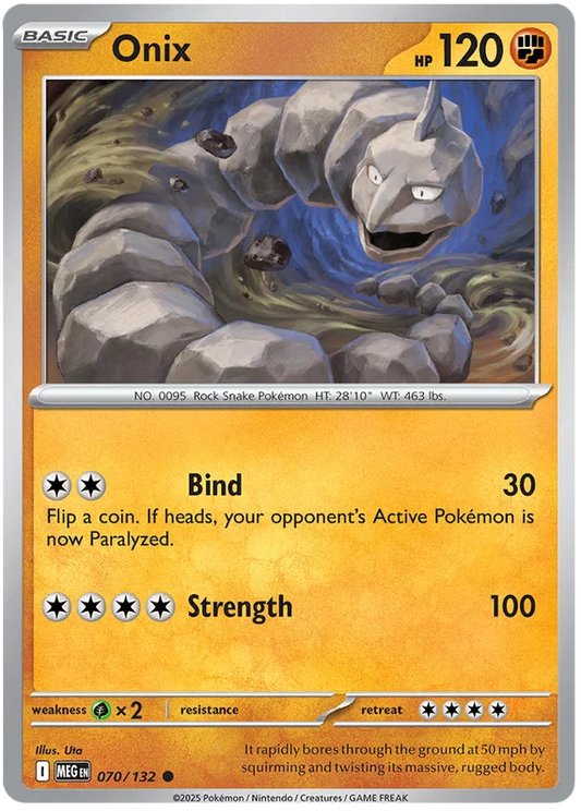 Pokémon Onix common kaart #070 uit de Mega Evolution set